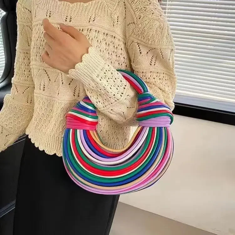 Ladies2025New Luxury Designer Handbags Hand-woven Noodle Bag Knot Bag silver Dinner Bag