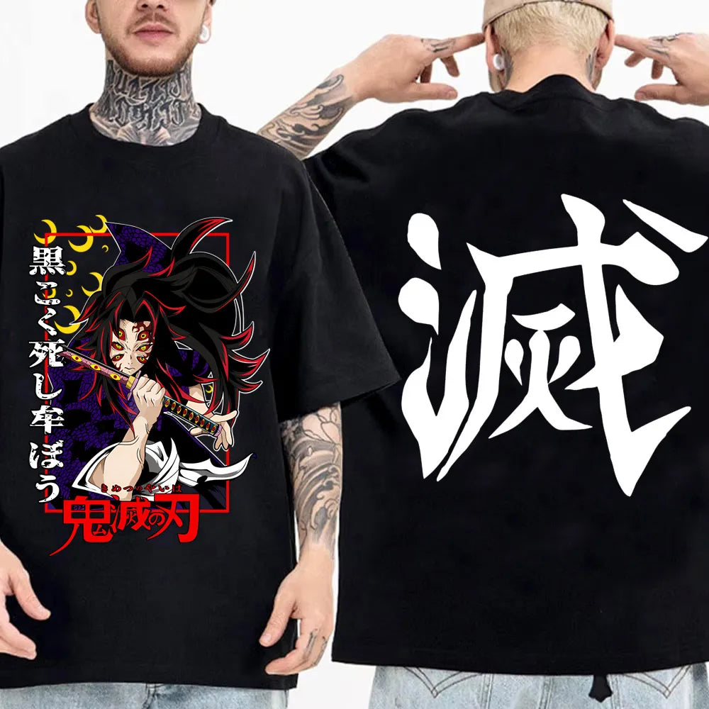 Japanese Anime Shirt Demon Slayer Infinity Castle T Shirt Men Cartoon Kimetsu No Yaiba Cotton Streetwear Clothes  Cool Y2K Tees