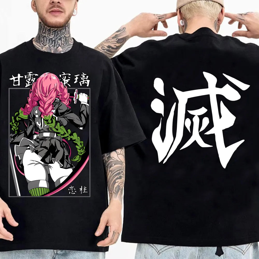 Japanese Anime Shirt Demon Slayer Infinity Castle T Shirt Men Cartoon Kimetsu No Yaiba Cotton Streetwear Clothes  Cool Y2K Tees