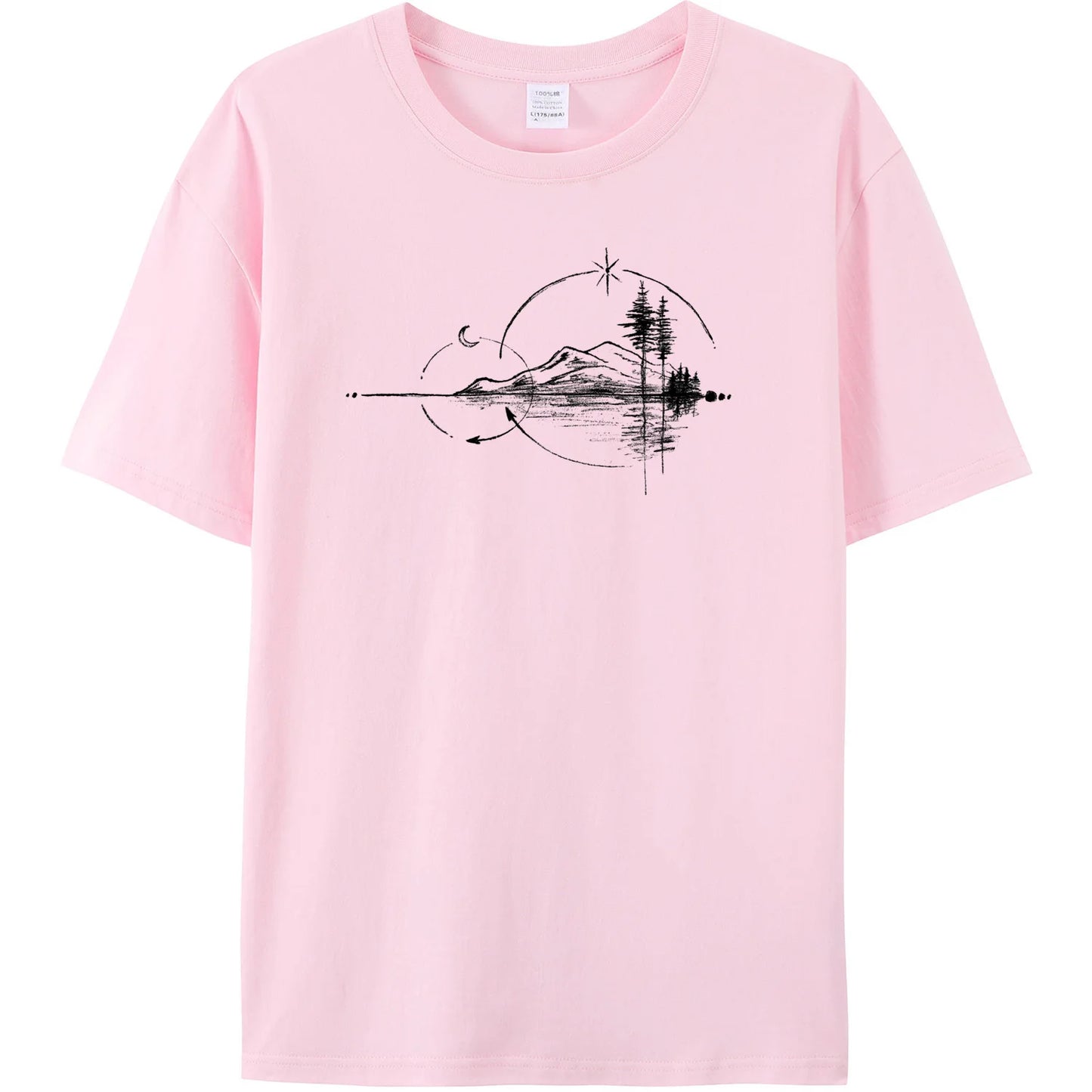Men's Geometric Mountain Short-Sleeve Printed Casual T-Shirt 180GMS 100% Cotton Funny Graphic Outdoor Nature T Shirts For Summer