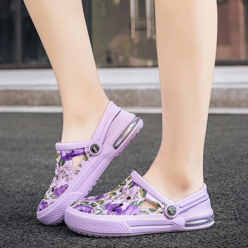 2006 Women's Ethnic Shoes Clogs Soft Sole Two-way Wear for Beach Mules and Pool Women Garden Slides Indoor Nursing Clogs Sandals