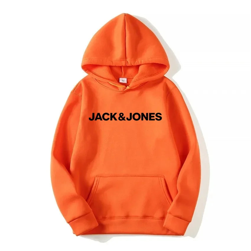 Jack & Jones Men's and Women's Hooded Sweatshirts, Fashionable Loose and Casual, Comfortable Printed Sportswear, Streetwear