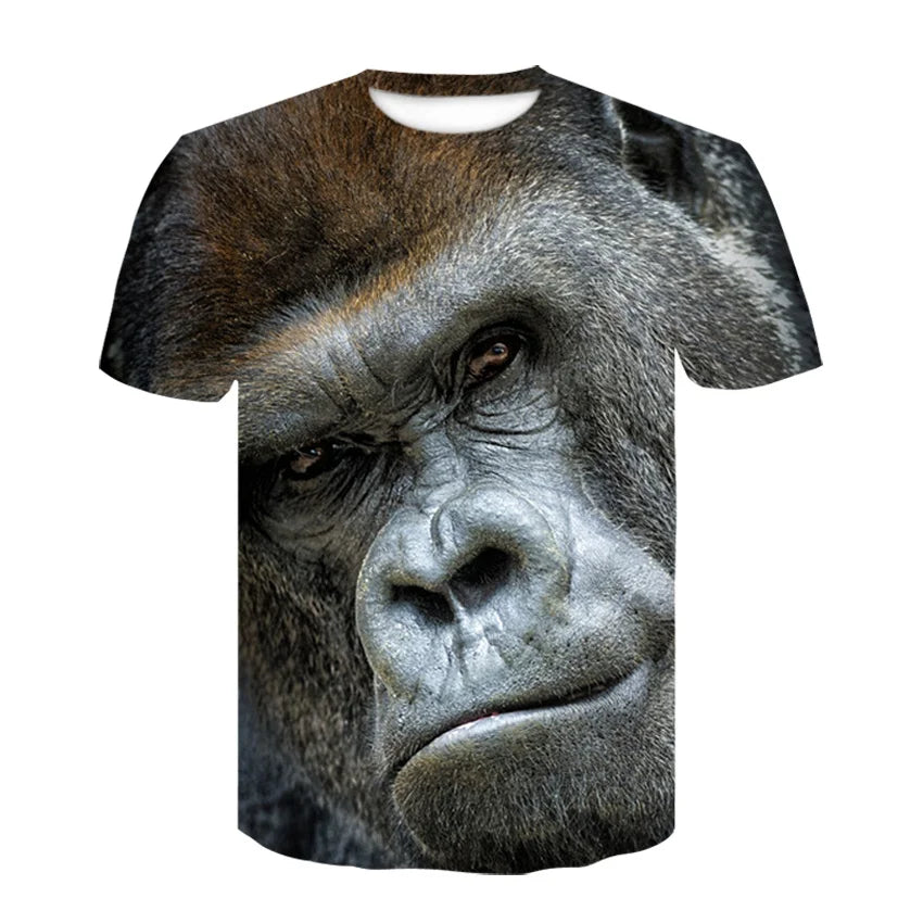 Funny 3D Monkey Graphic T Shirts for Men Clothing Casual Gorilla Animal T-shirt New Men's Hip Hop Short Sleeve T-shirts Tops Tee