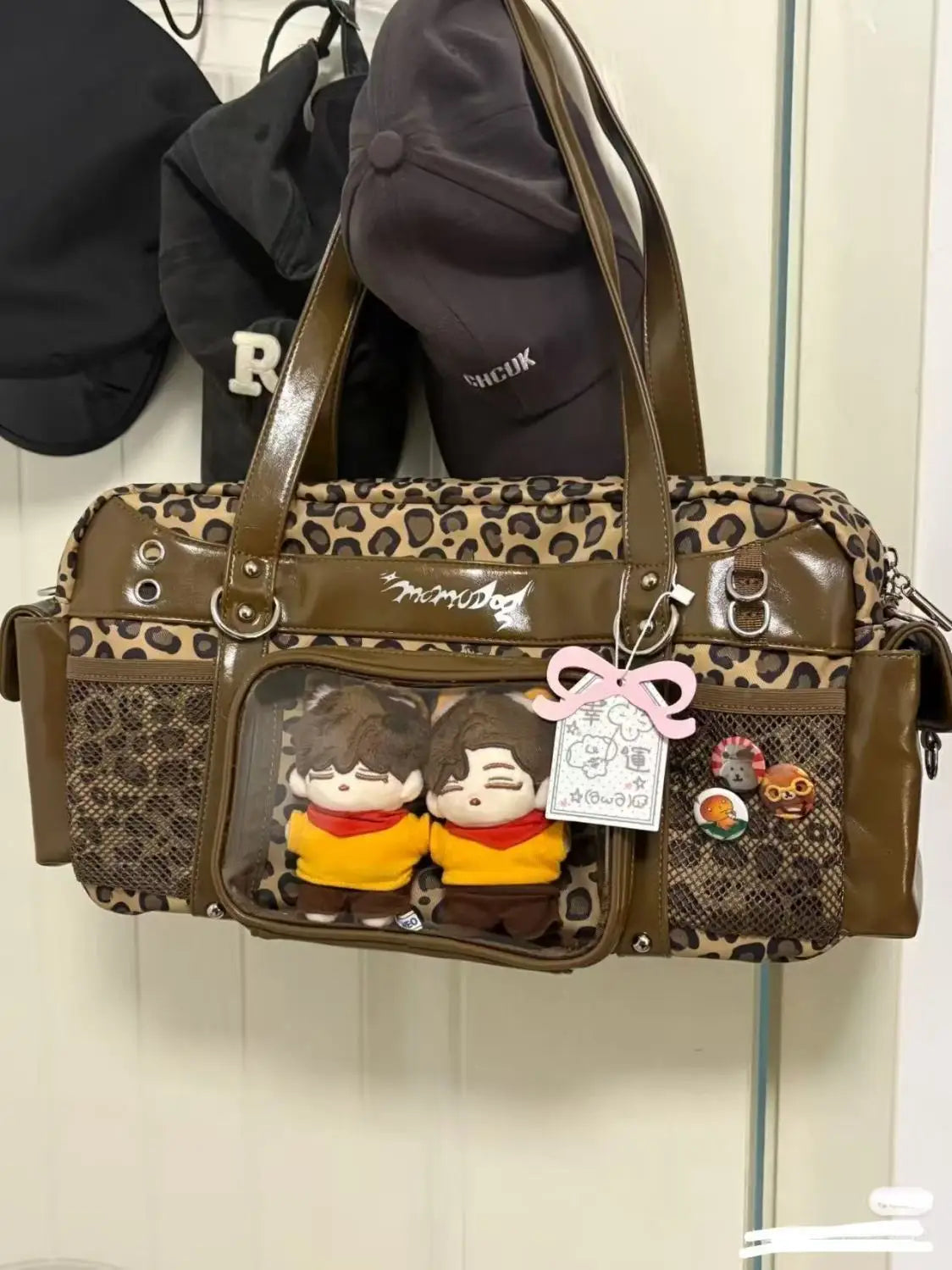 New Y2K Casual Large Capacity Handbag Shoulder Bag Comic Exhibition Crossbody Bag Sweet and Cool Leopard Print Ita Bag for Girls