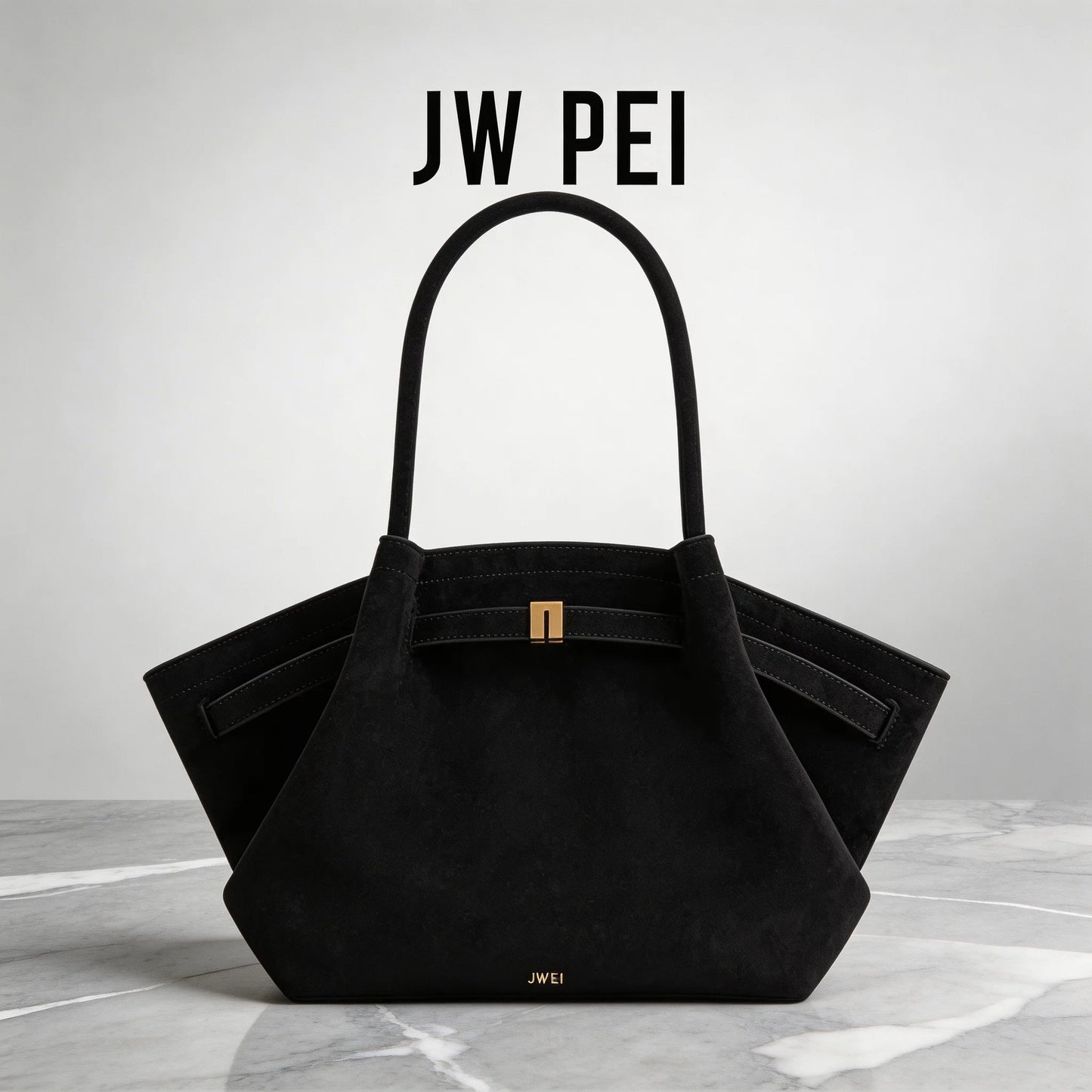 JW PEI Women's High Quality Vintage Dumpling Bag Black Faux Suede, Vegan Leather Crossbody Shoulder Tote Handbag for Everyday