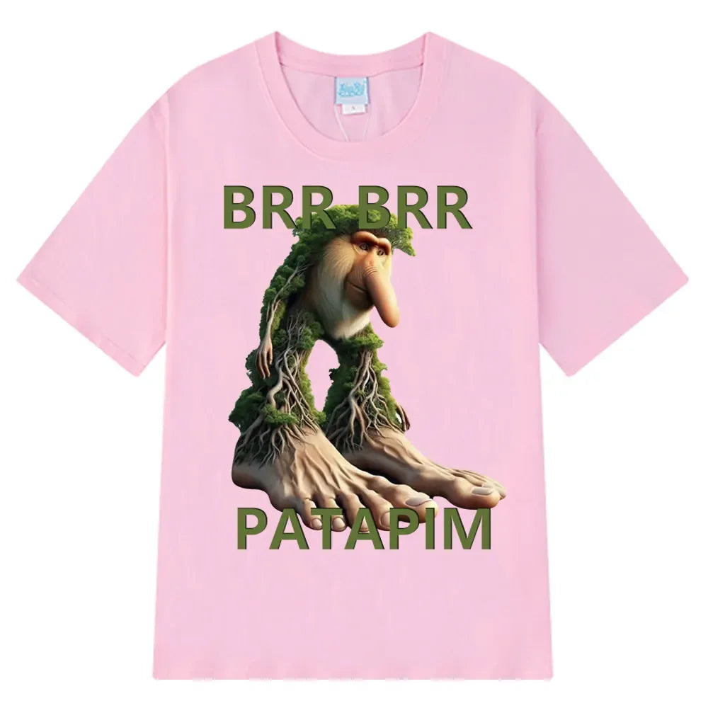 Brr Brr Patapim T Shirt Funny Italian Brainrot Meme Graphic T-shirt Women Summer Cozy Soft O-Neck T-shirts Tops