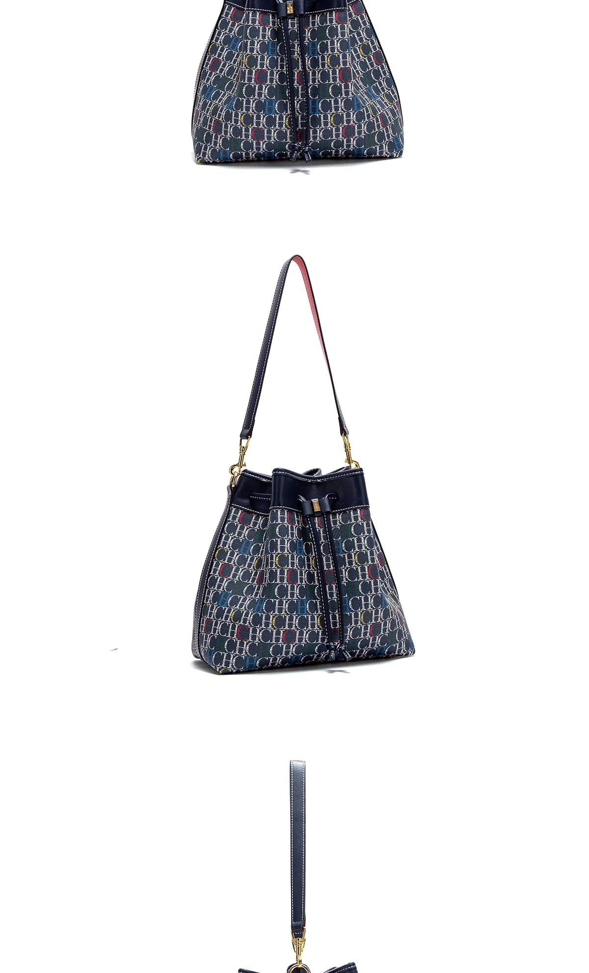 CHCH Women's Bucket Bag Spring New Wine Red Drawstring Bag Dual purpose Shoulder Strap Commuter Wallet