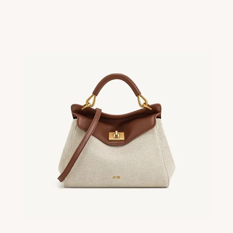 JWPEI Lucia Elegant Buckle Genuine Leather Handbag for Women, Urban Casual Commuter Shoulder and Crossbody Bag
