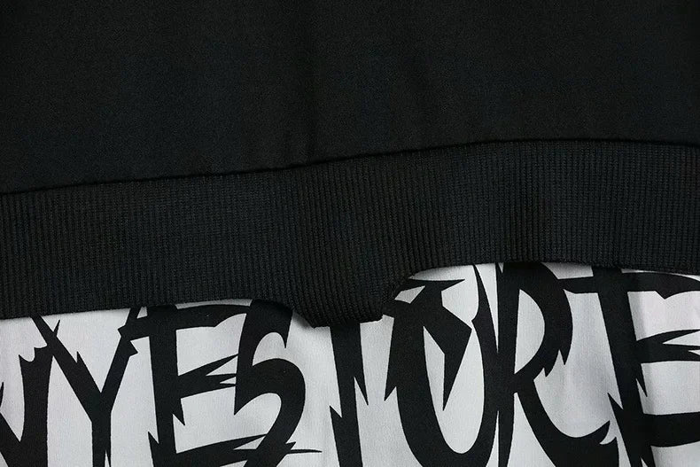 Autumn  Men's Casual Hoodie Sweatshirt Techwear Hip Hop Harajuku Style with Ribbons Patchwork Japanese Streetwear Darkwear