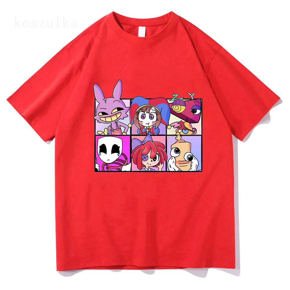 THE AMAZING DIGITAL CIRCUS Print T-Shirt Men Women Casual High Quality Pomni The Jester Ramen T-Shirts Cotton Short Sleeve Tees