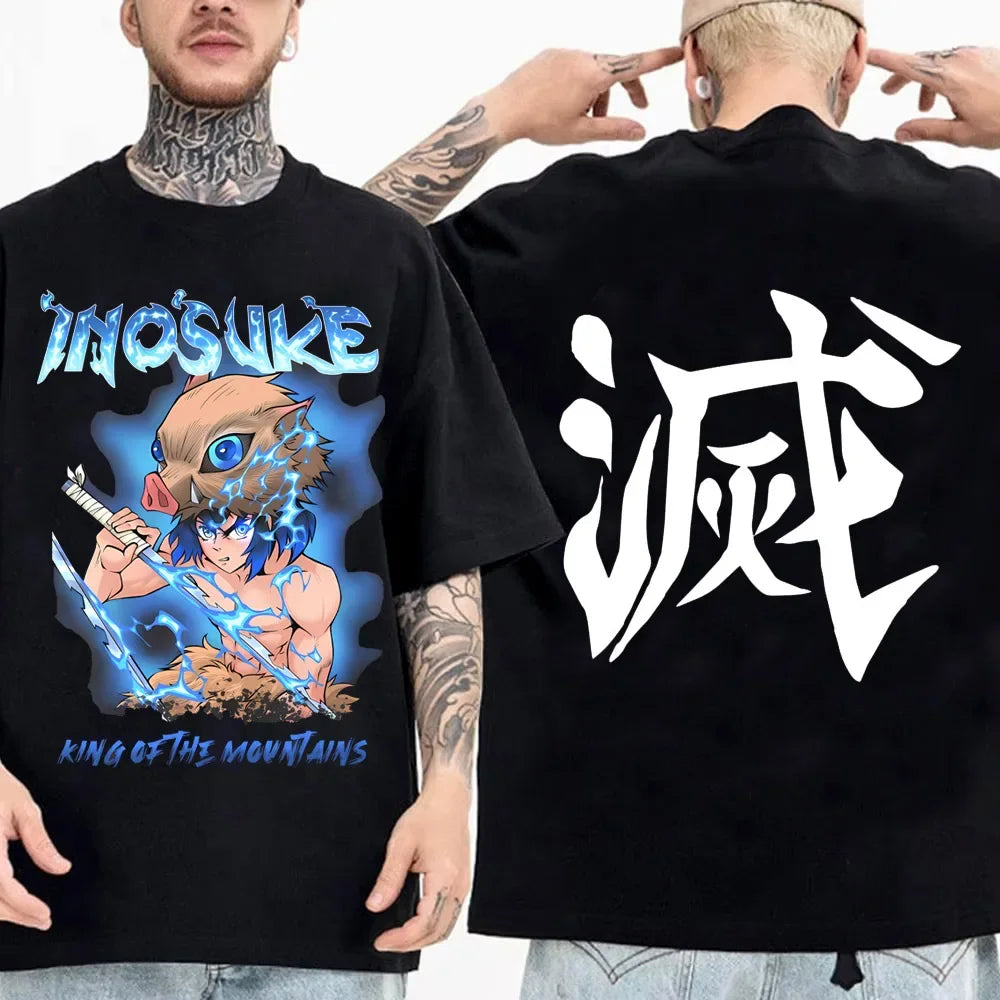 Japanese Anime Shirt Demon Slayer Infinity Castle T Shirt Men Cartoon Kimetsu No Yaiba Cotton Streetwear Clothes  Cool Y2K Tees