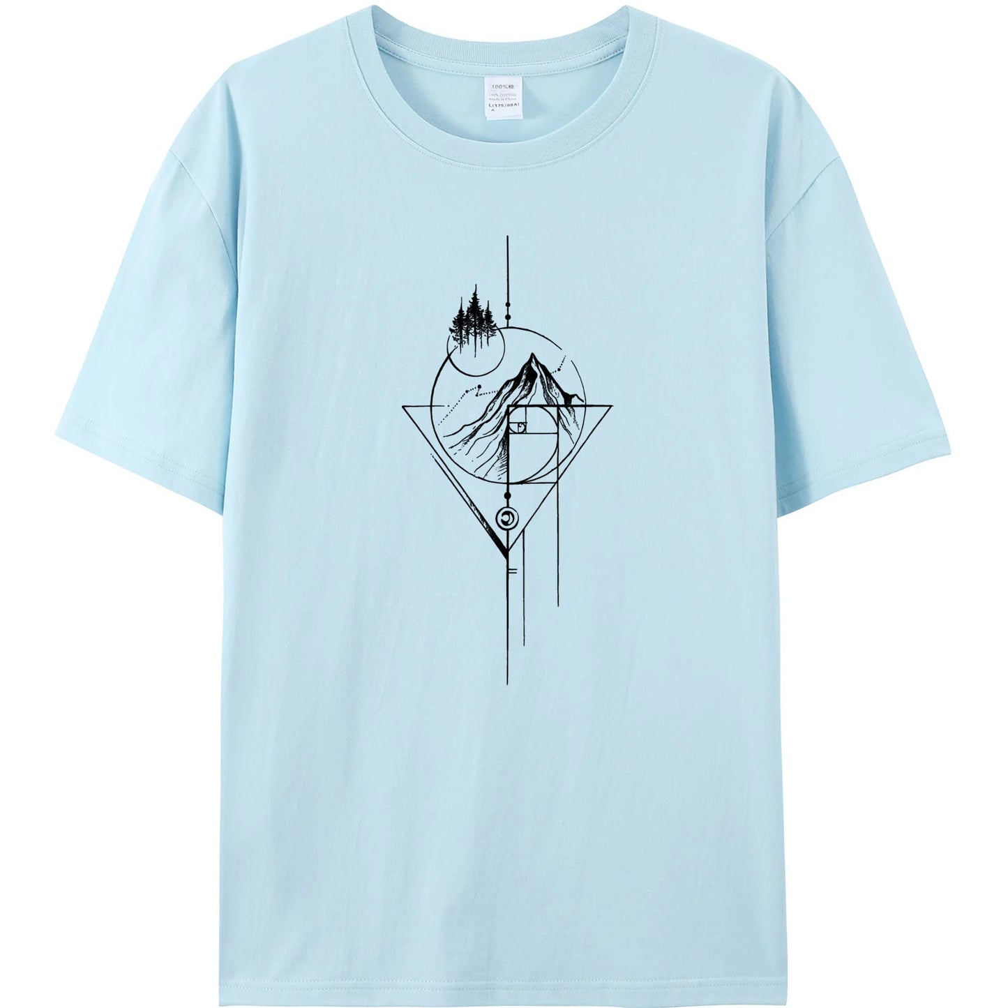 Men's White Fibonacci Short-Sleeved Printed Casual T-Shirt 180GMS 100% Cotton Funny Graphic Outdoor Nature T Shirts For Summer