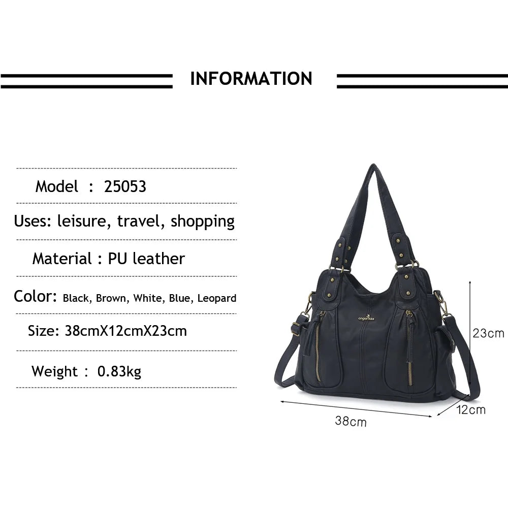 Vintage Bag PU Leather Shoulder Bags Women Handbags Female Satchel Large Fashion Crossbody Bag Black Leopard bolsa feminina