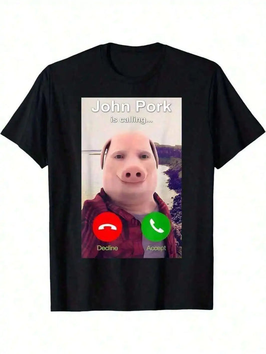 Funny John Pork Meme T-Shirt for Men, Casual Cotton Tee – Perfect for Work, Play, or Weekend Fun