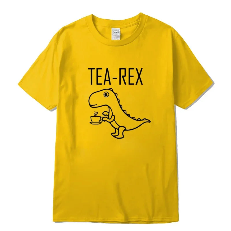 Summer Casual Men's T-shirt Top Quality 100% Cotton Cool Funny Dinosaur Design Printing O-neck For Men T-shirt Male Tee Shirts