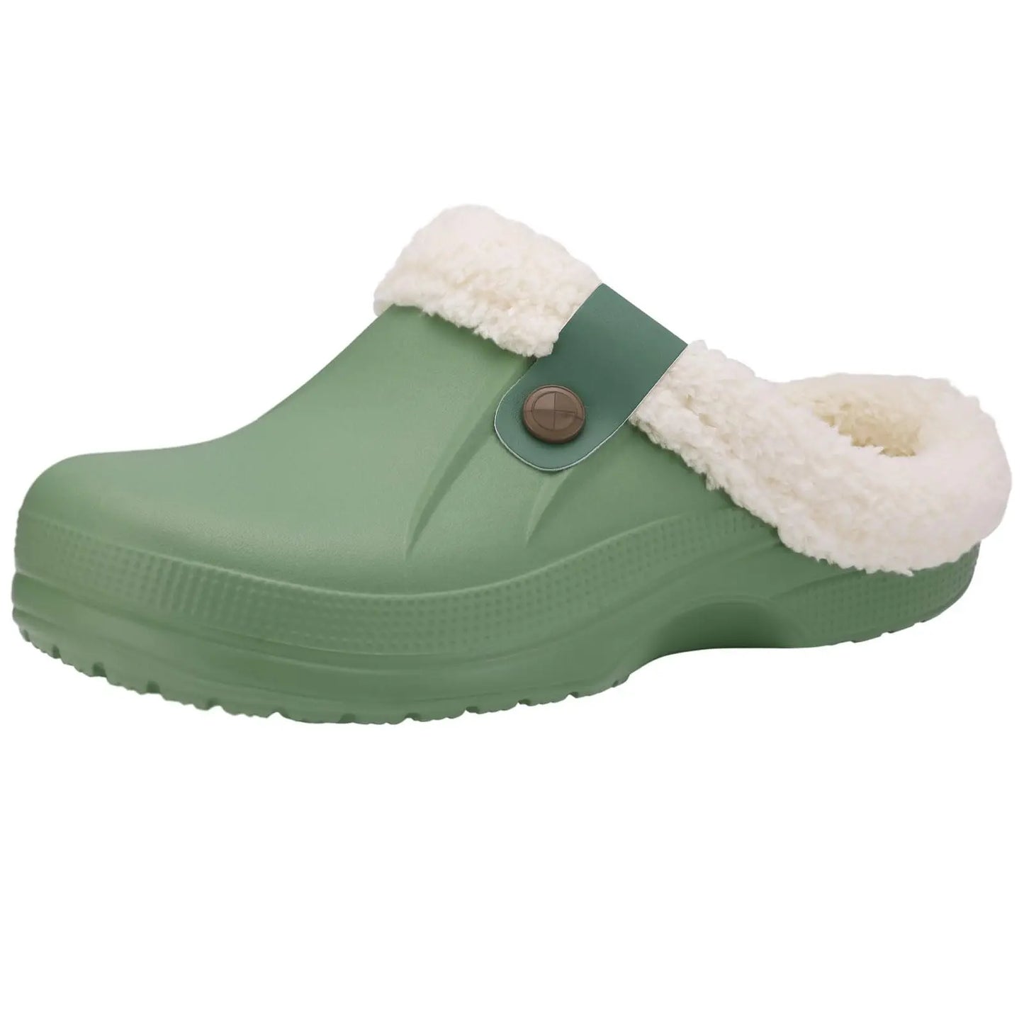 Crestar Women Fur Lined Clogs Waterproof Slippers Garden Shoes Winter Warm Plush Home House Fuzzy Slippers Indoor Outdoor Mules