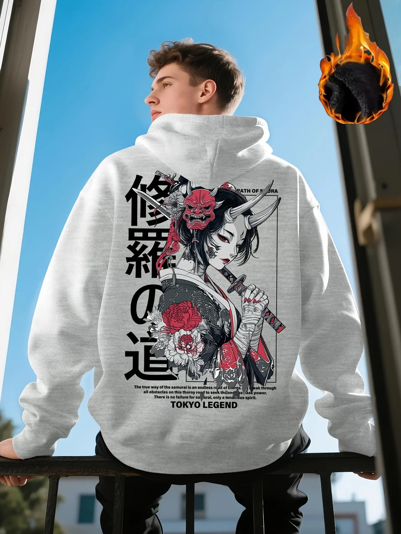 Japan Anime Beauty Samurai Street Sakura Men Women Pullover Hoodie Harajuku Y2K Casual Retro Autumn Winter Longsleeve Sweatshirt