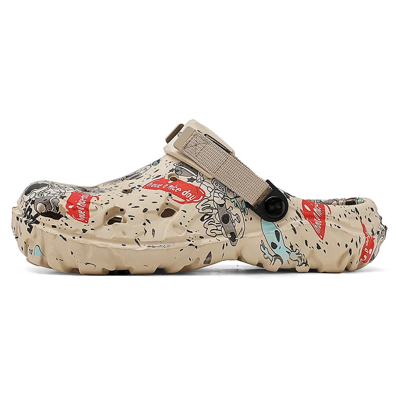 Plus Size46 47 Men Clogs Sandals Summer Outdoor Garden Clogs Hole Shoes Male Casual Shoes Water Shoes Comfort Home Soft Slippers