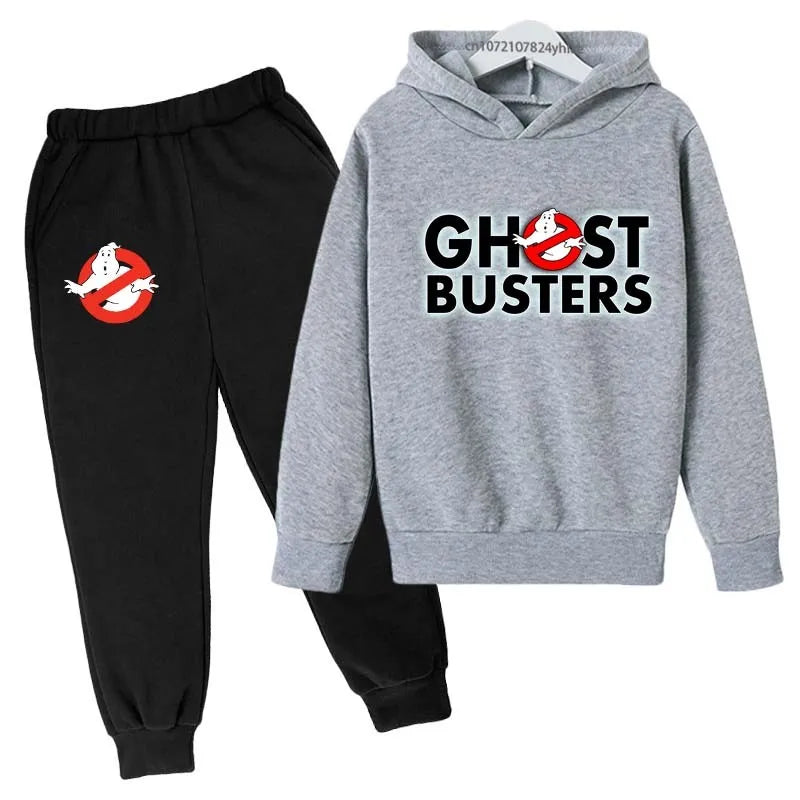 Ghost Busters Kids Funny Cartoon Print Spring Autumn Pullover Hoodie+Jogging Pants 2pcs Tracksuits 2-13 Years Boys Girls Clothes