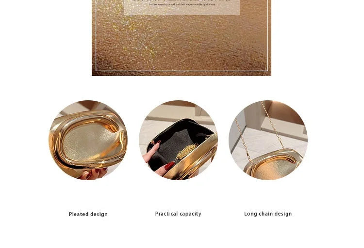 Gold Metal Closure Box Clutch Bag Women Evening Wedding Party Cute Purse Bag Handbag Dark Red Beige 2025 Spring New Fashion Ins