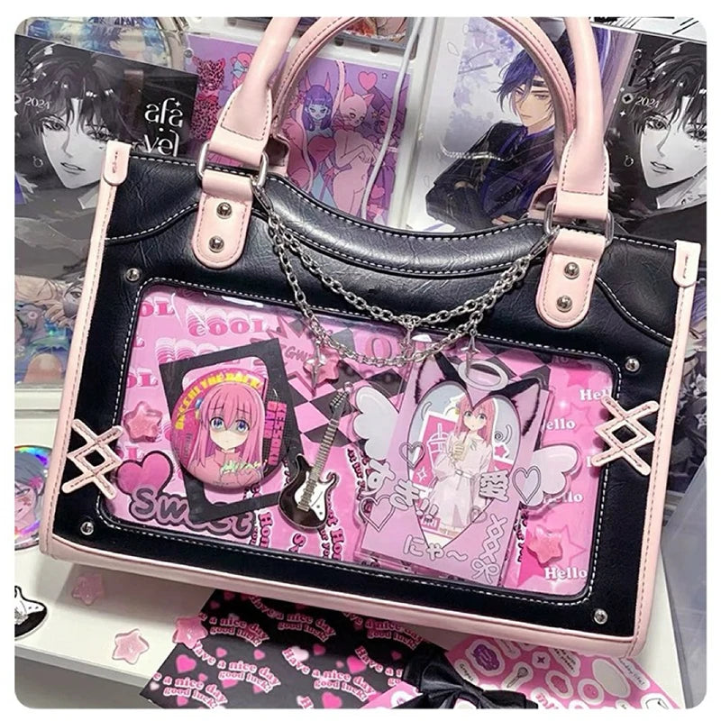 Y2K Cute Ita Bag Girl Transparent Messenger Bag Women's Fashion Shoulder Crossbody Bag Ladys DIY Display Tote Bag Lolita Handbag