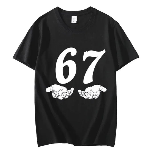 Six Seven 6 7 Meme Funny Hands T-shirt High Street Trend Fashion Short Sleeve T-shirts Men Women Clothing Casual Cotton T Shirts