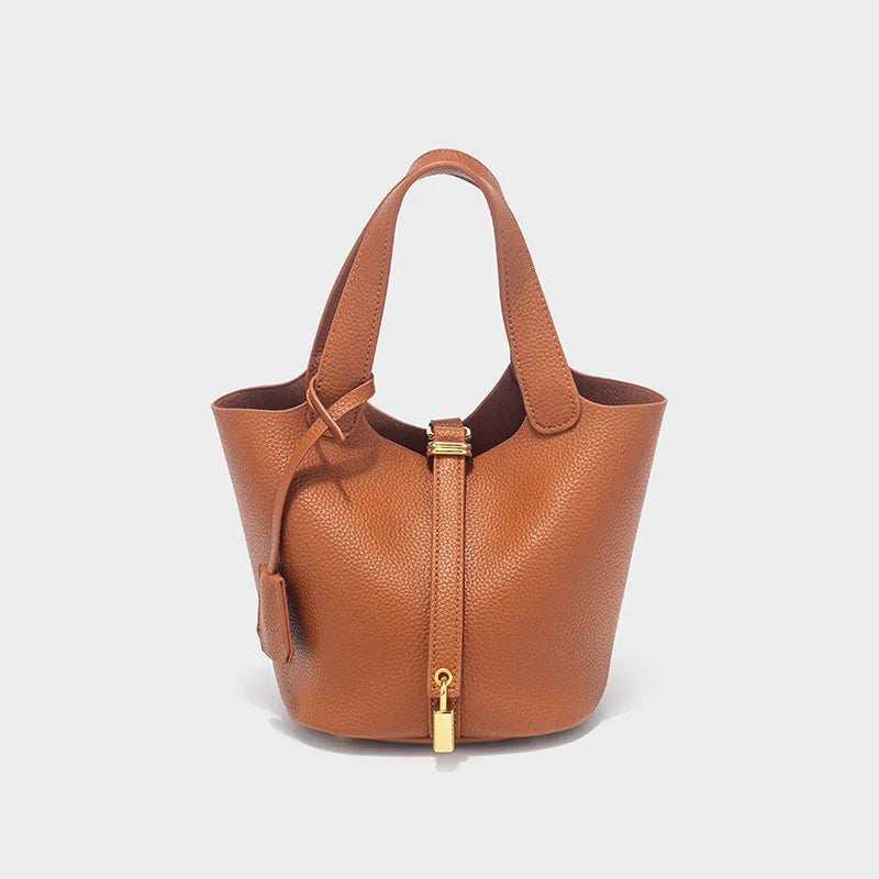 Classic Vegetable BasketpuWomen's Handbag Simple Bucket Bag Mother Bag Fashion Versatile Women's Bag Cross-border