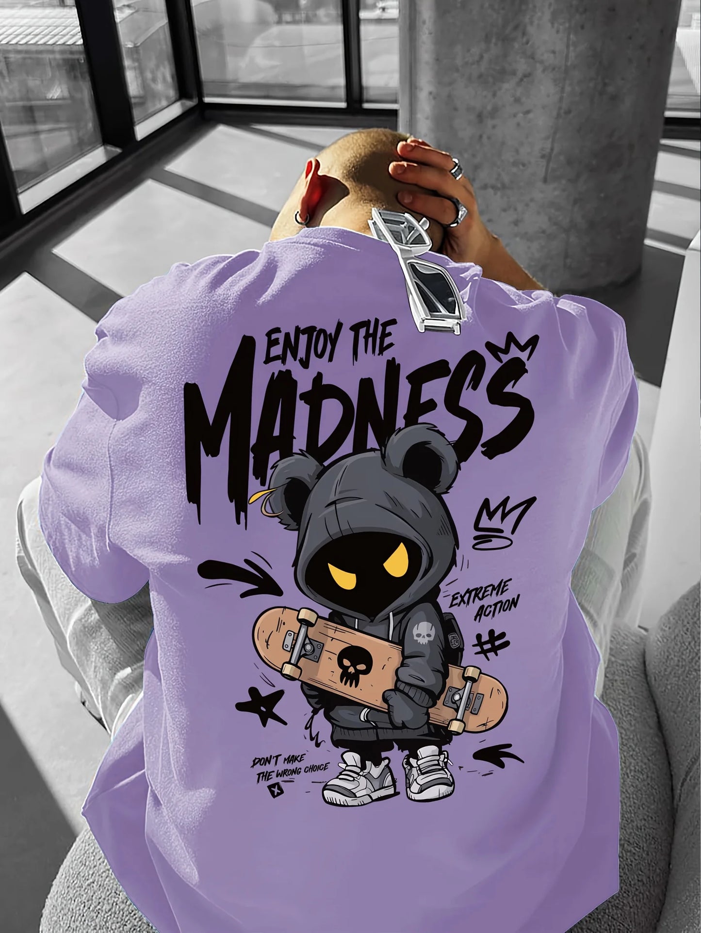 Hot selling fashionable men's cartoon letter printed comfortable and breathable round neck T-shirt outdoor street style top