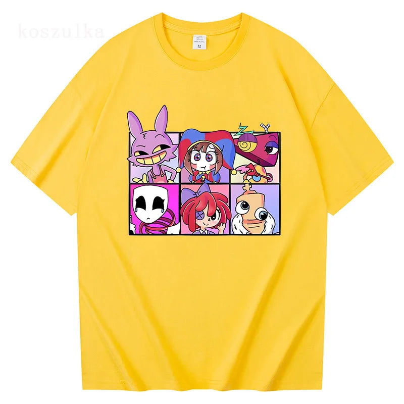 THE AMAZING DIGITAL CIRCUS Print T-Shirt Men Women Casual High Quality Pomni The Jester Ramen T-Shirts Cotton Short Sleeve Tees