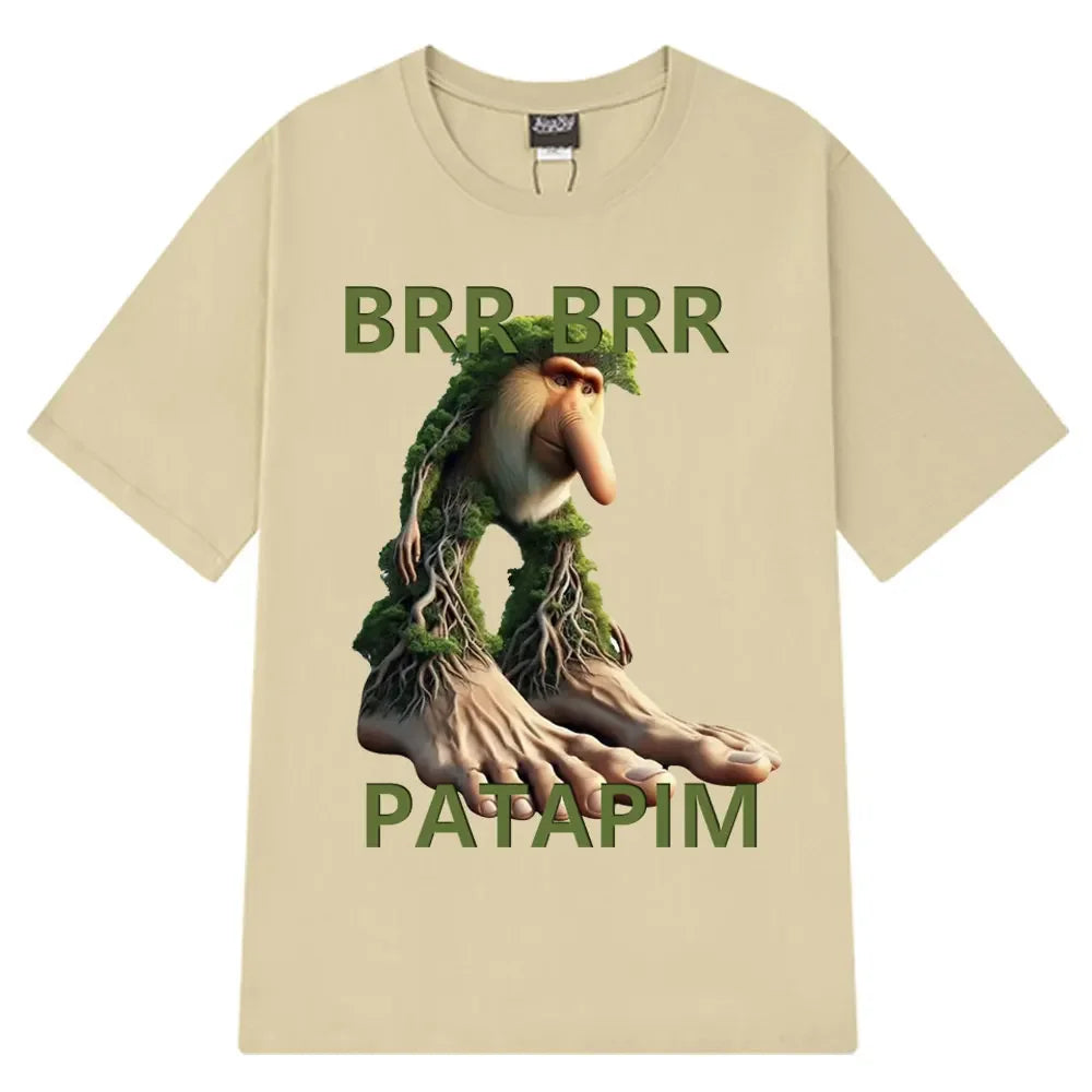 Brr Brr Patapim T Shirt Funny Italian Brainrot Meme Graphic T-shirt Women Summer Cozy Soft O-Neck T-shirts Tops