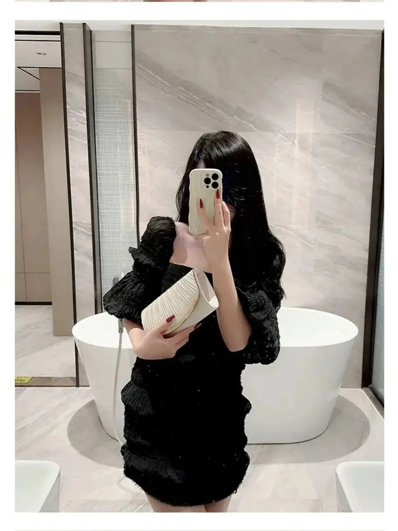 New satin dinner bag High-end banquet clutch bag dress Fashion clutch bag Small square bag Metal chain shoulder bag Wedding part