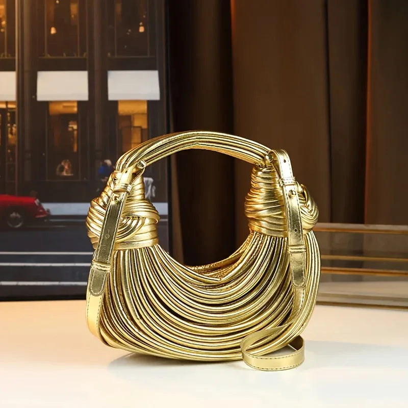 Ladies2025New Luxury Designer Handbags Hand-woven Noodle Bag Knot Bag silver Dinner Bag