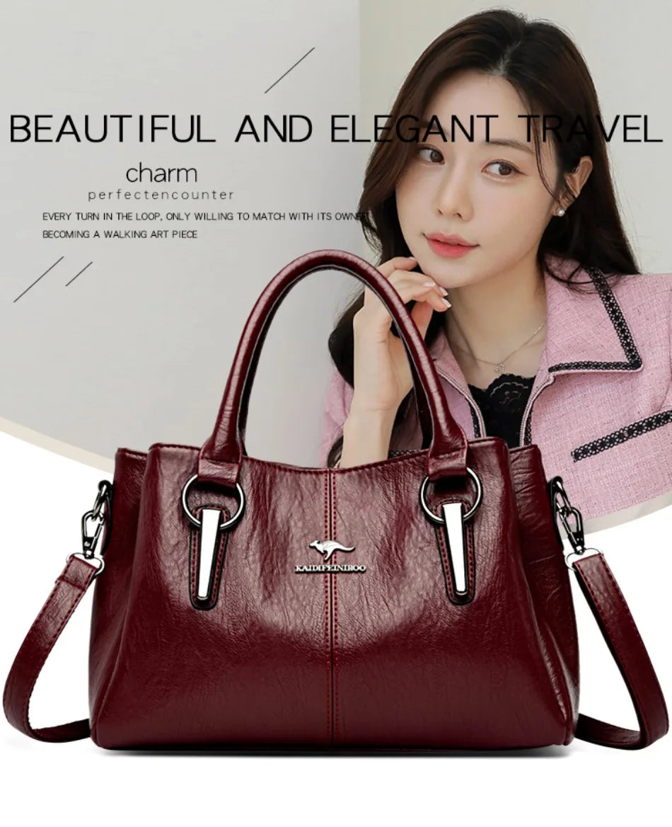 Genuine 3Layers High Quality Soft PU Leather Ladies Shoulder Crossbody Bags for Women  Luxury Handbags  Women  Designer A Main
