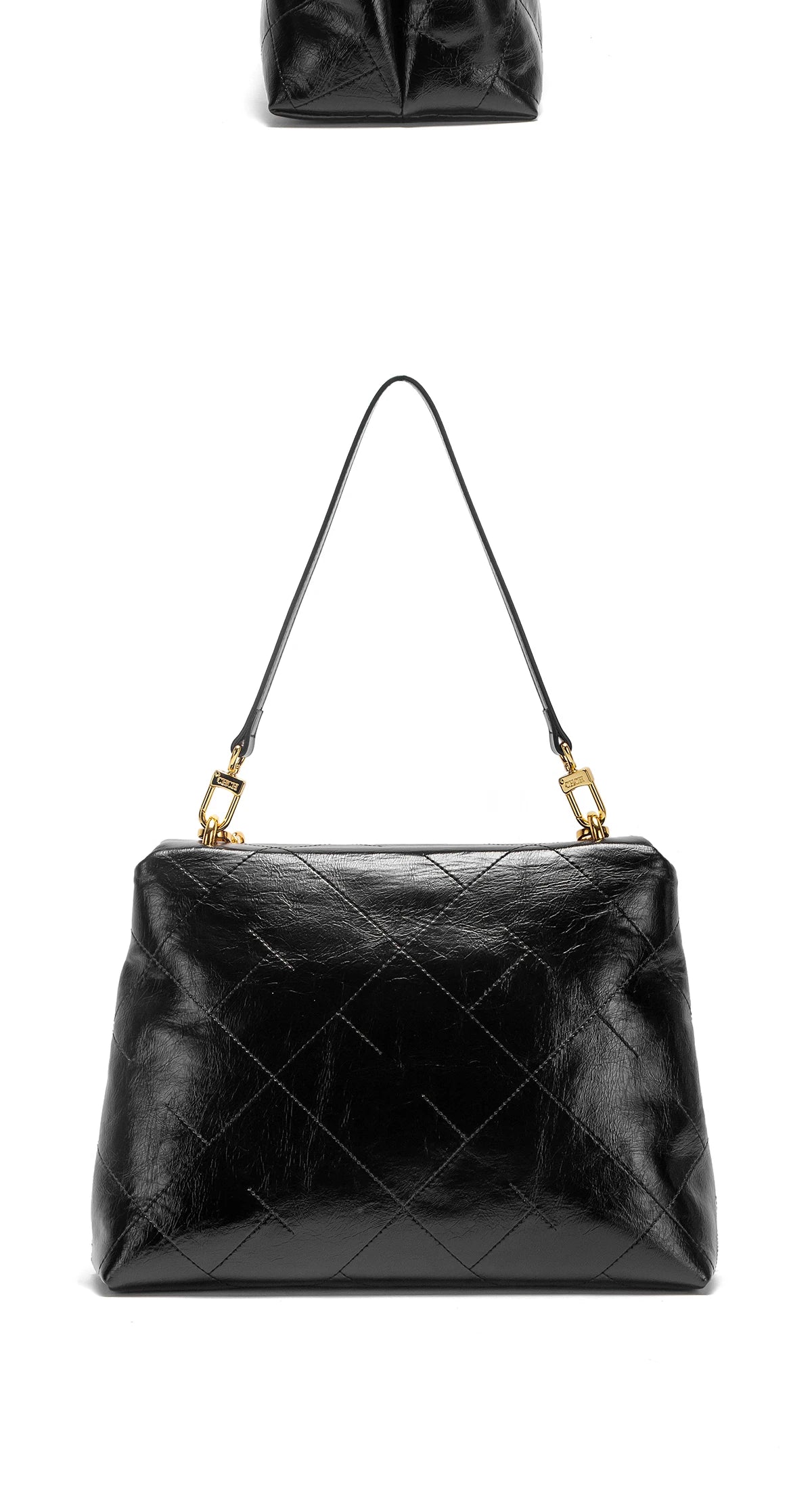 CHCH Women's Tote Bag 2026 Spring/Summer New Single Shoulder Bag Simple Black Diamond Grid Pattern Handbag