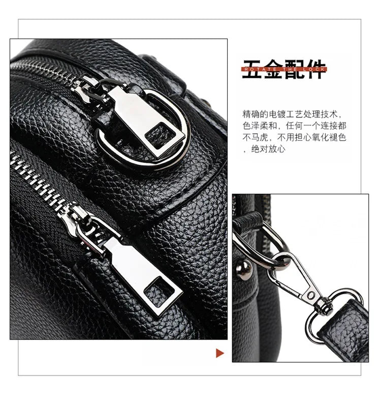 Women's Crossbody Bag, Water-Resistant Solid Color Square Shoulder Bag, Three Layer Zipper Closure Phone Purse Pouch for Women