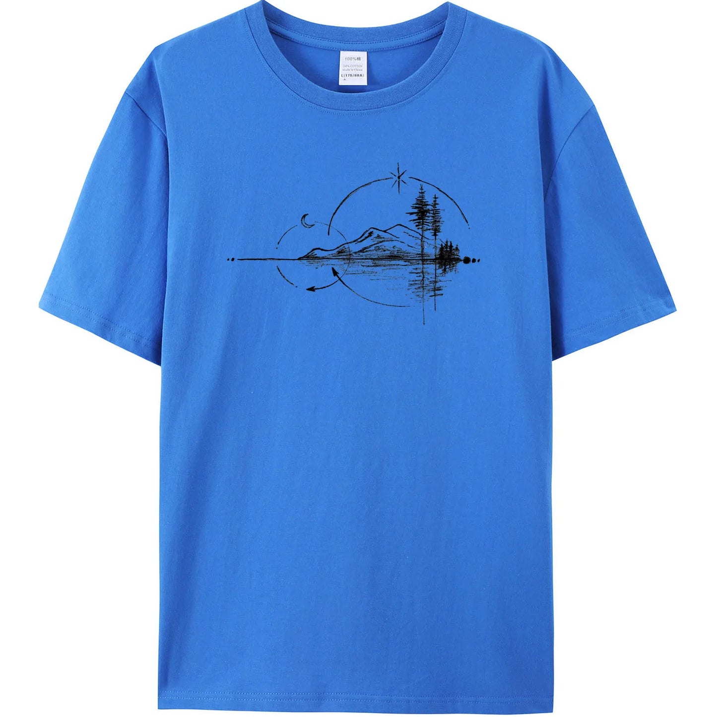 Men's Geometric Mountain Short-Sleeve Printed Casual T-Shirt 180GMS 100% Cotton Funny Graphic Outdoor Nature T Shirts For Summer