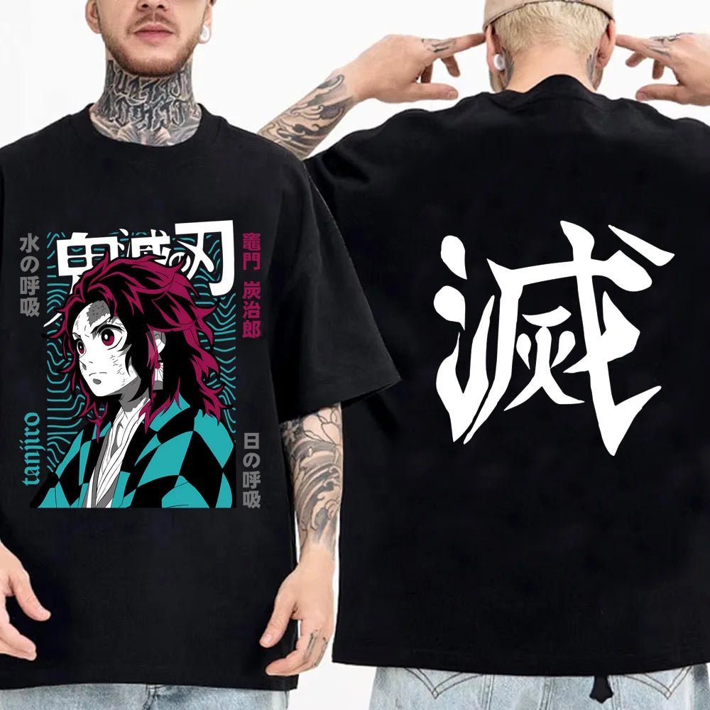 Japanese Anime Shirt Demon Slayer Infinity Castle T Shirt Men Cartoon Kimetsu No Yaiba Cotton Streetwear Clothes  Cool Y2K Tees