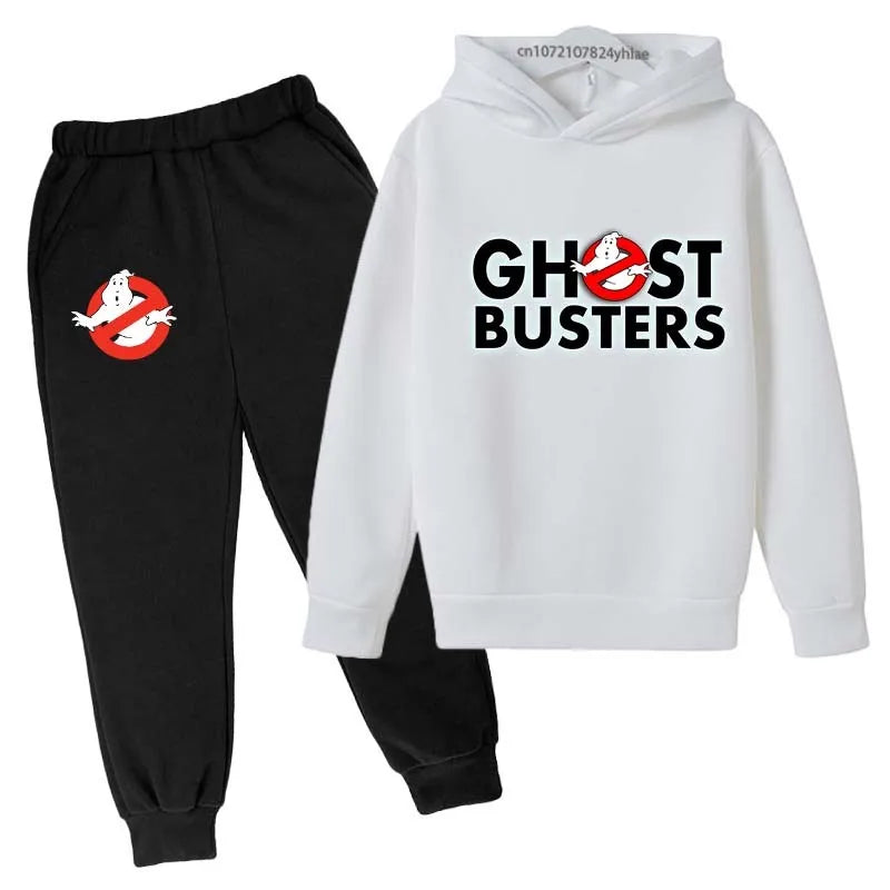 Ghost Busters Kids Funny Cartoon Print Spring Autumn Pullover Hoodie+Jogging Pants 2pcs Tracksuits 2-13 Years Boys Girls Clothes