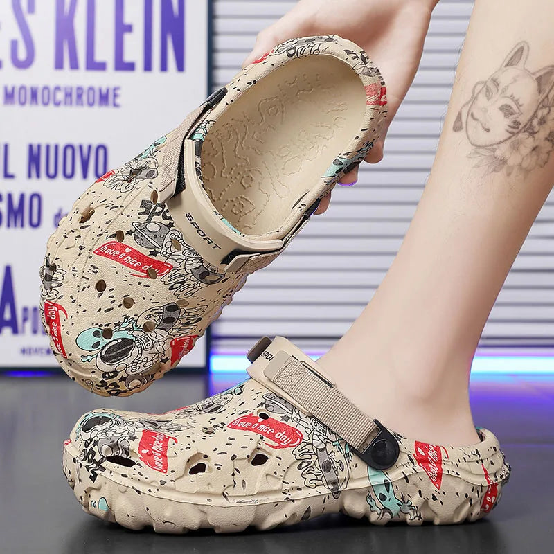 Plus Size46 47 Men Clogs Sandals Summer Outdoor Garden Clogs Hole Shoes Male Casual Shoes Water Shoes Comfort Home Soft Slippers
