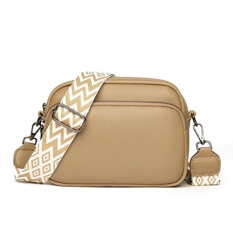 Stylish Crossbody Bag for Women Leather Messenger Bag, Versatile Shoulder Bag with Adjustable Geometric Pattern Design Strap