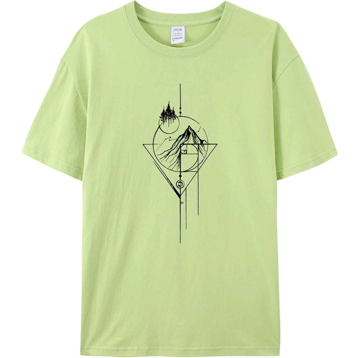 Men's White Fibonacci Short-Sleeved Printed Casual T-Shirt 180GMS 100% Cotton Funny Graphic Outdoor Nature T Shirts For Summer