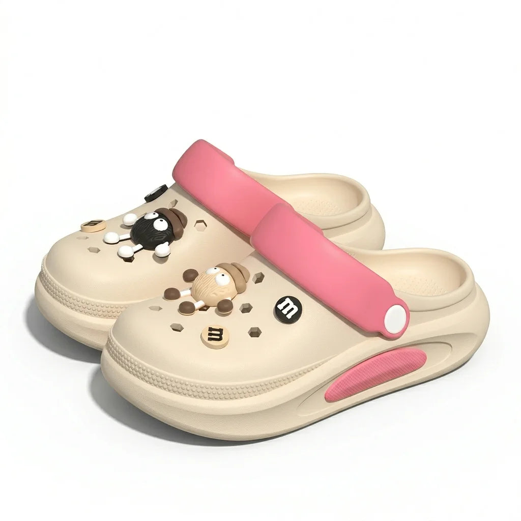 Summer Clogs Women Cute 3D Charms Garden Sandals Lightweight Soft EVA Beach Slippers Outdoor Non Slip Fashion Thick  Sole Shoes