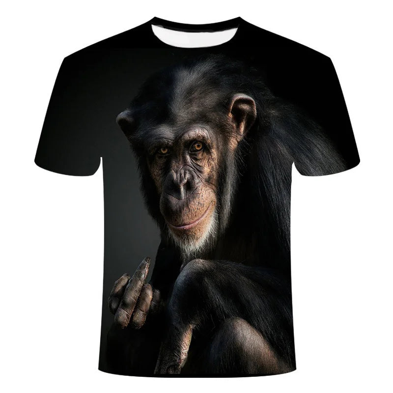 Funny 3D Monkey Graphic T Shirts for Men Clothing Casual Gorilla Animal T-shirt New Men's Hip Hop Short Sleeve T-shirts Tops Tee