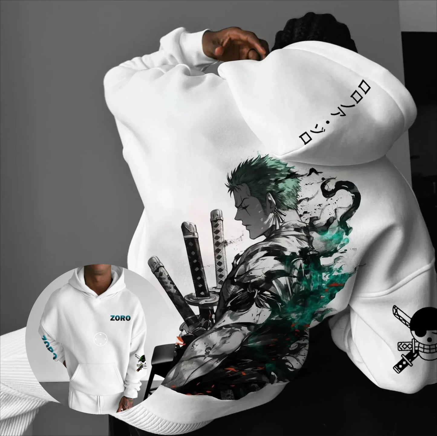 One Piece Zoro Anime Men Women Hooded Sweatshirt Streetwear Casual Pullover Hoodie Graphic Print Long Sleeve Spring Autumn Tops