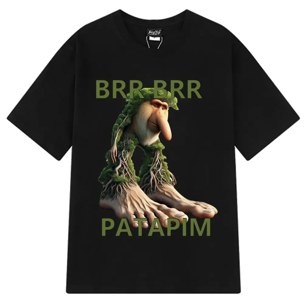 Brr Brr Patapim T Shirt Funny Italian Brainrot Meme Graphic T-shirt Women Summer Cozy Soft O-Neck T-shirts Tops