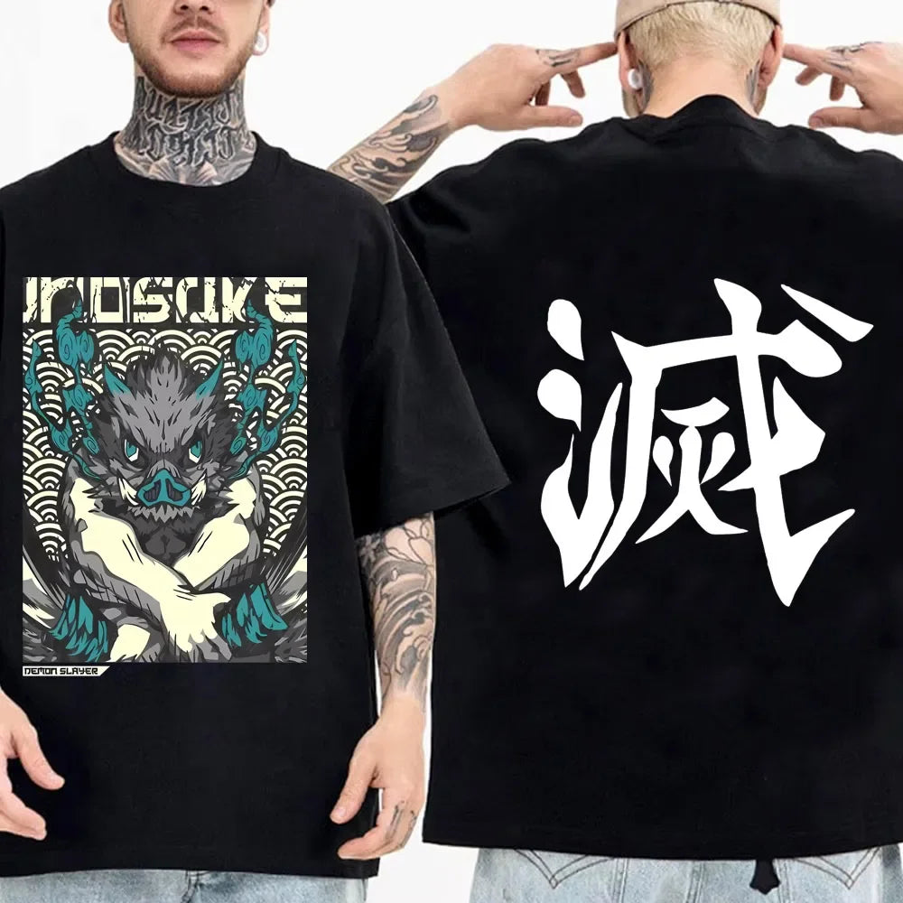 Japanese Anime Shirt Demon Slayer Infinity Castle T Shirt Men Cartoon Kimetsu No Yaiba Cotton Streetwear Clothes  Cool Y2K Tees