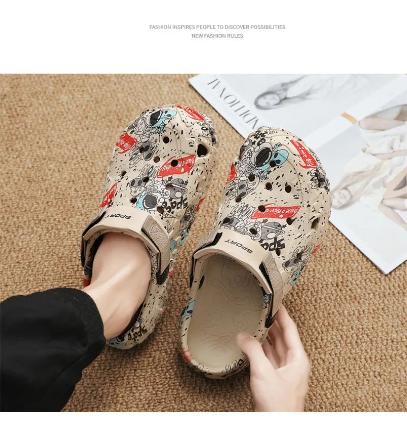Plus Size46 47 Men Clogs Sandals Summer Outdoor Garden Clogs Hole Shoes Male Casual Shoes Water Shoes Comfort Home Soft Slippers