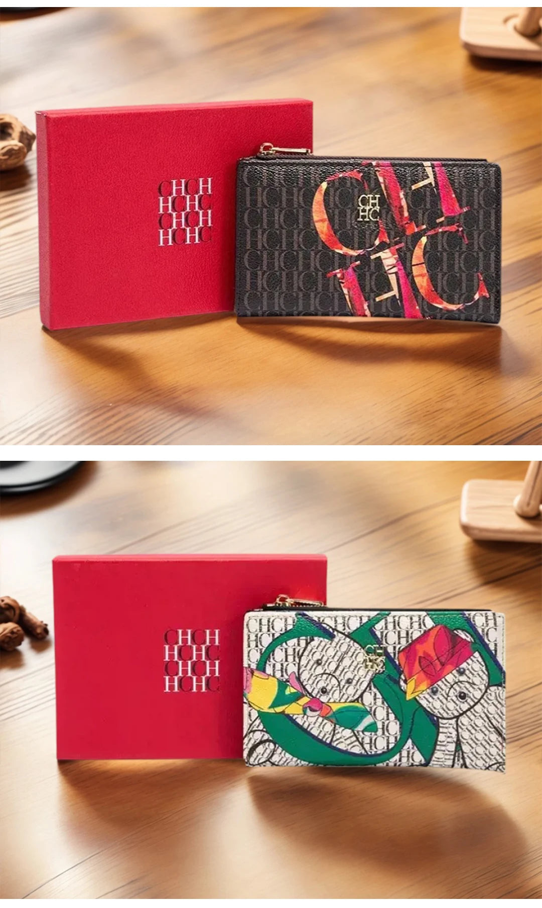 CH Exquisite Compact Portable High-quality Wallet With A High-end Feel Light Luxury Women's Cartoon Pattern Printed Wallet