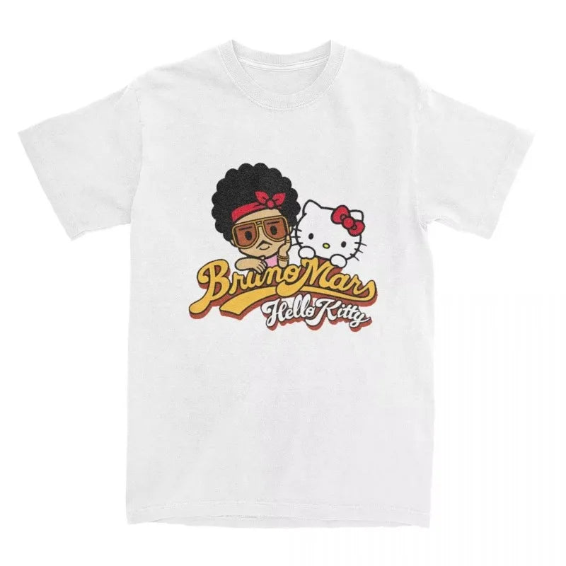 Haikyuu Bruno Mars Hello Kitty T-shirt Cotton T-shirt Women's Fashion T-shirt Retro Y2K Design Round Neck Short Sleeve T-shirt