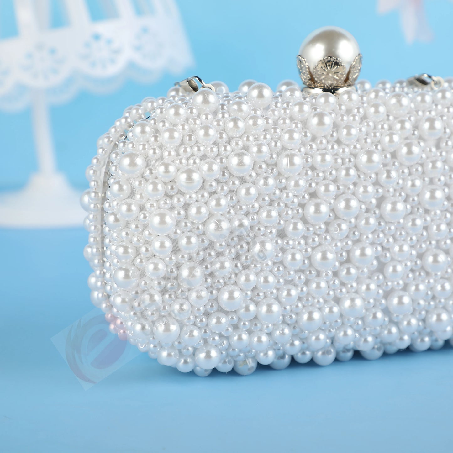 Luxury handmade wedding evening bag chain shoulder bag Full Beaded clutch bag Ladies Artificial Pearls Handbag for Wedding Party